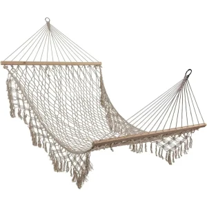 74" White Lattice Rope Hammock