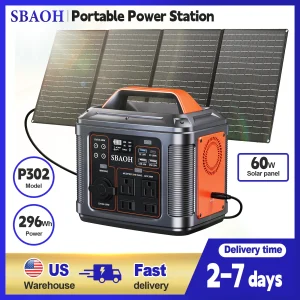 300W Portable Power Station Includes Foldable Solar Panel